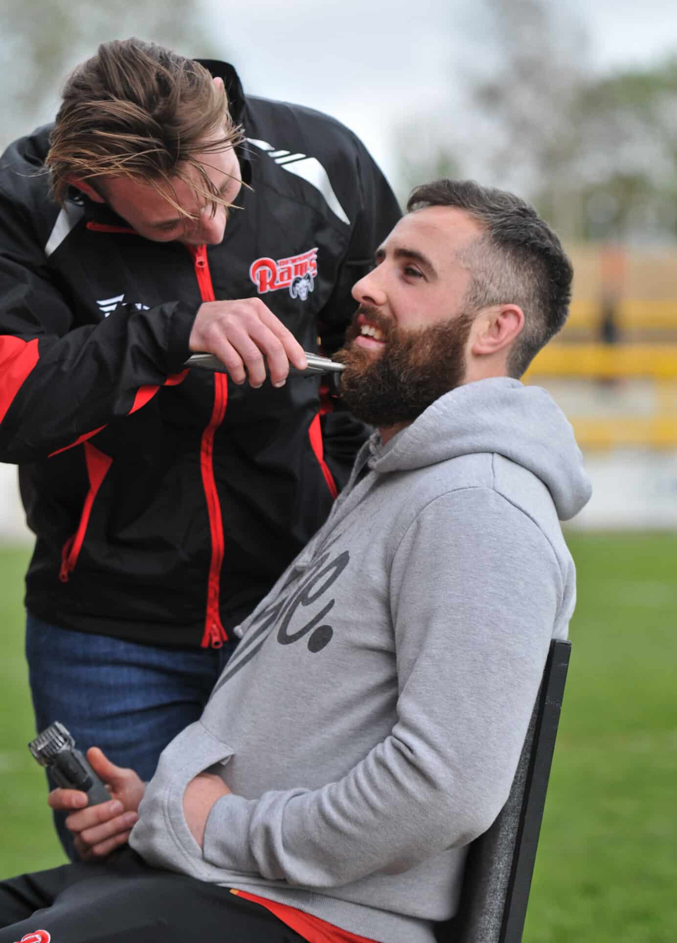 2015 - Dewsbury v Hunslet - Kieran Hyde beard shaved for Danny Jones fund